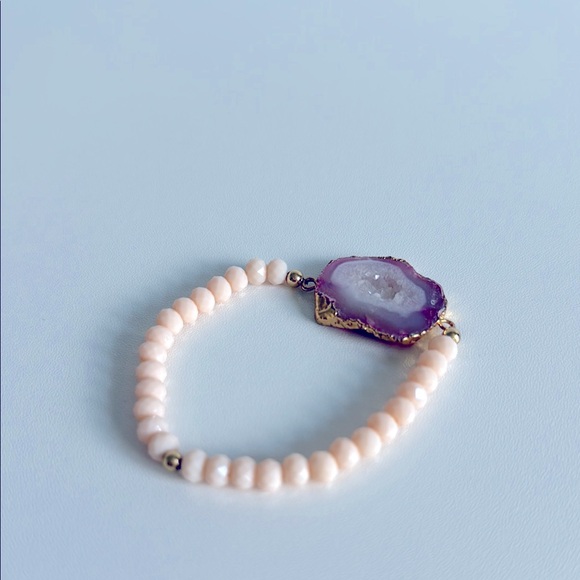 Estrella & Luna Pink druzy crystal boho bracelet - Picture 4 of 6